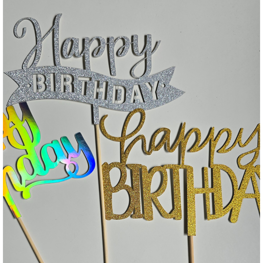 Toppers cumpleaños en papelería