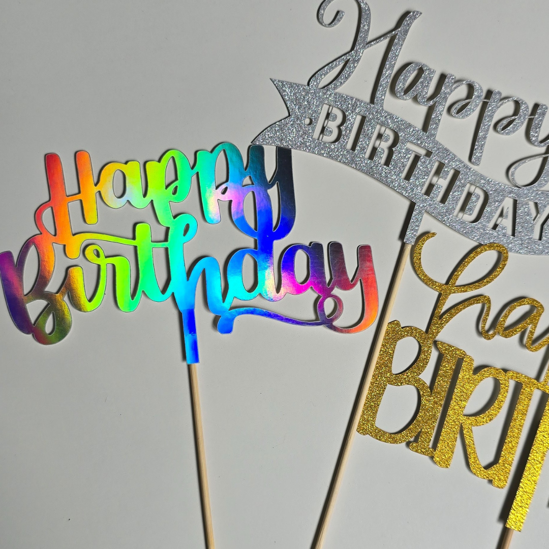 Toppers cumpleaños en papelería