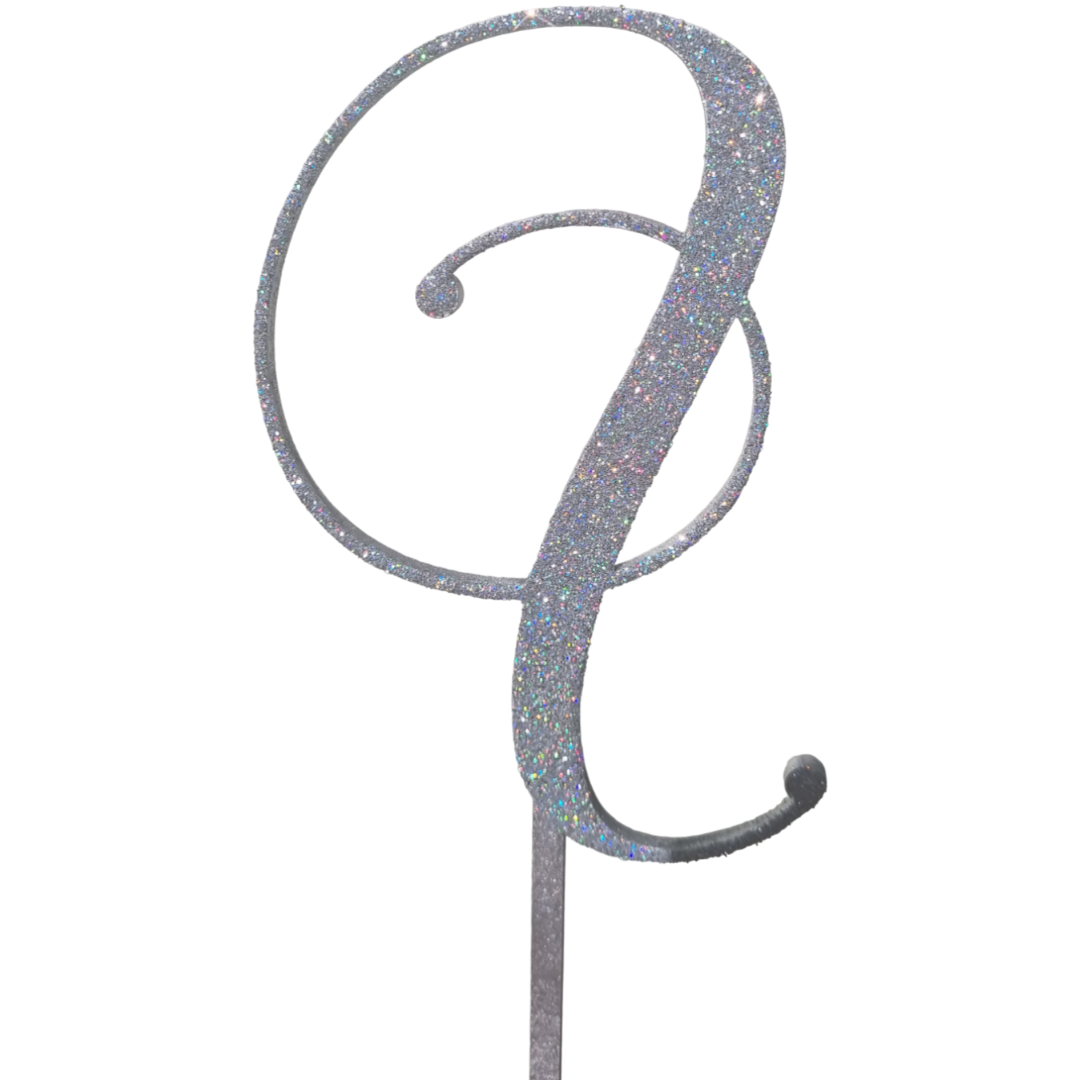 Cake topper Inicial en madera y glitter