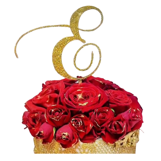 Cake topper Inicial en madera y glitter